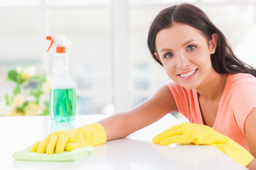 Carpet cleaning team using sustainable waste sorting practices in East Bedfont